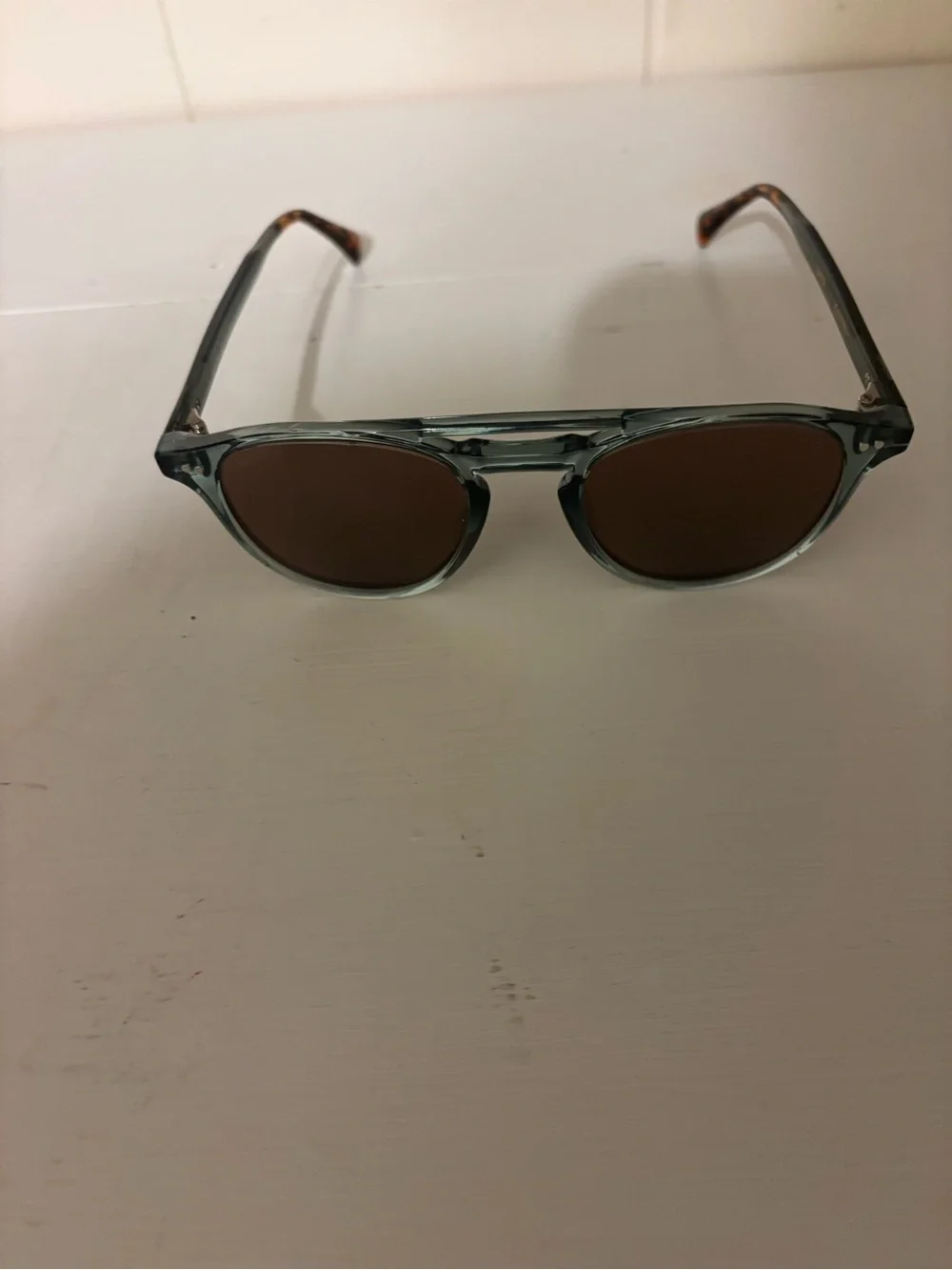 WMP Clear Green Frame Women’s Eyewear with Tortoise Arms